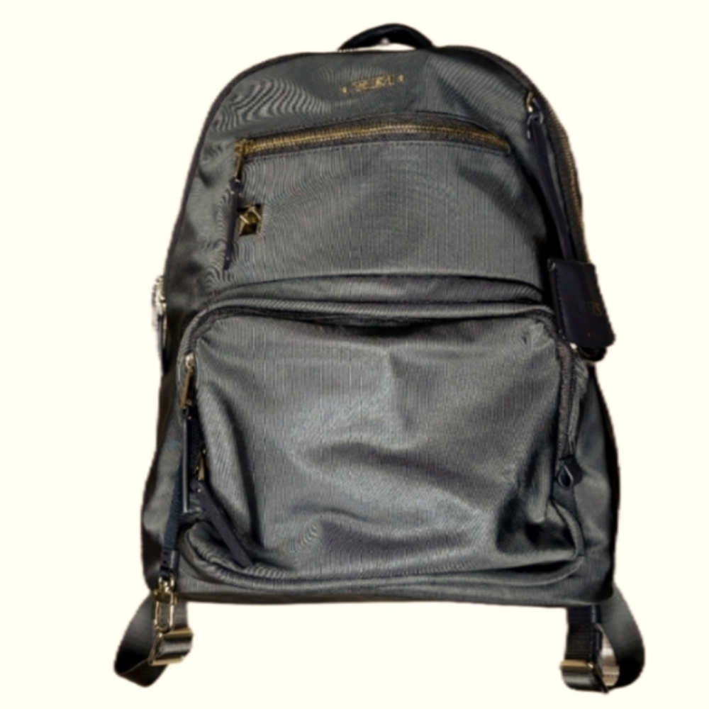 Tumi Olive Green Nylon Backpack with Gold Hardware